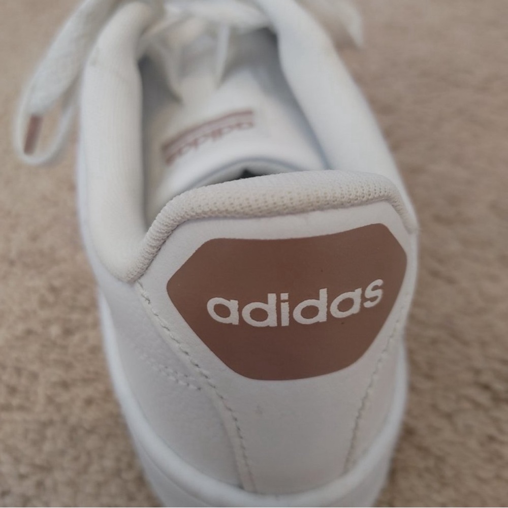 Adidas Advantage Stripes White and Rose Gold